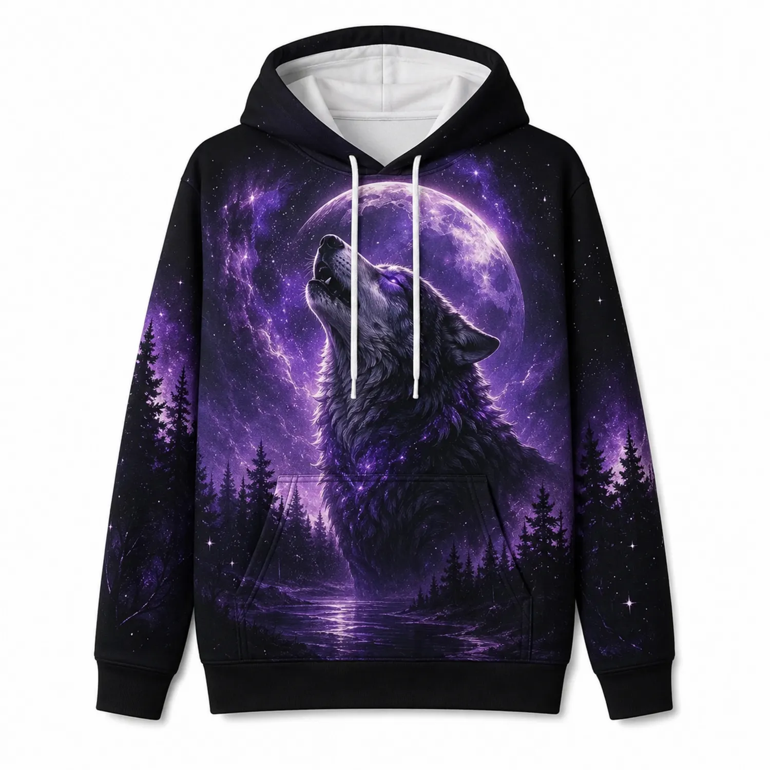 Sudadera con Capucha Lobo y Luna para Niños y Adolescentes Unisex