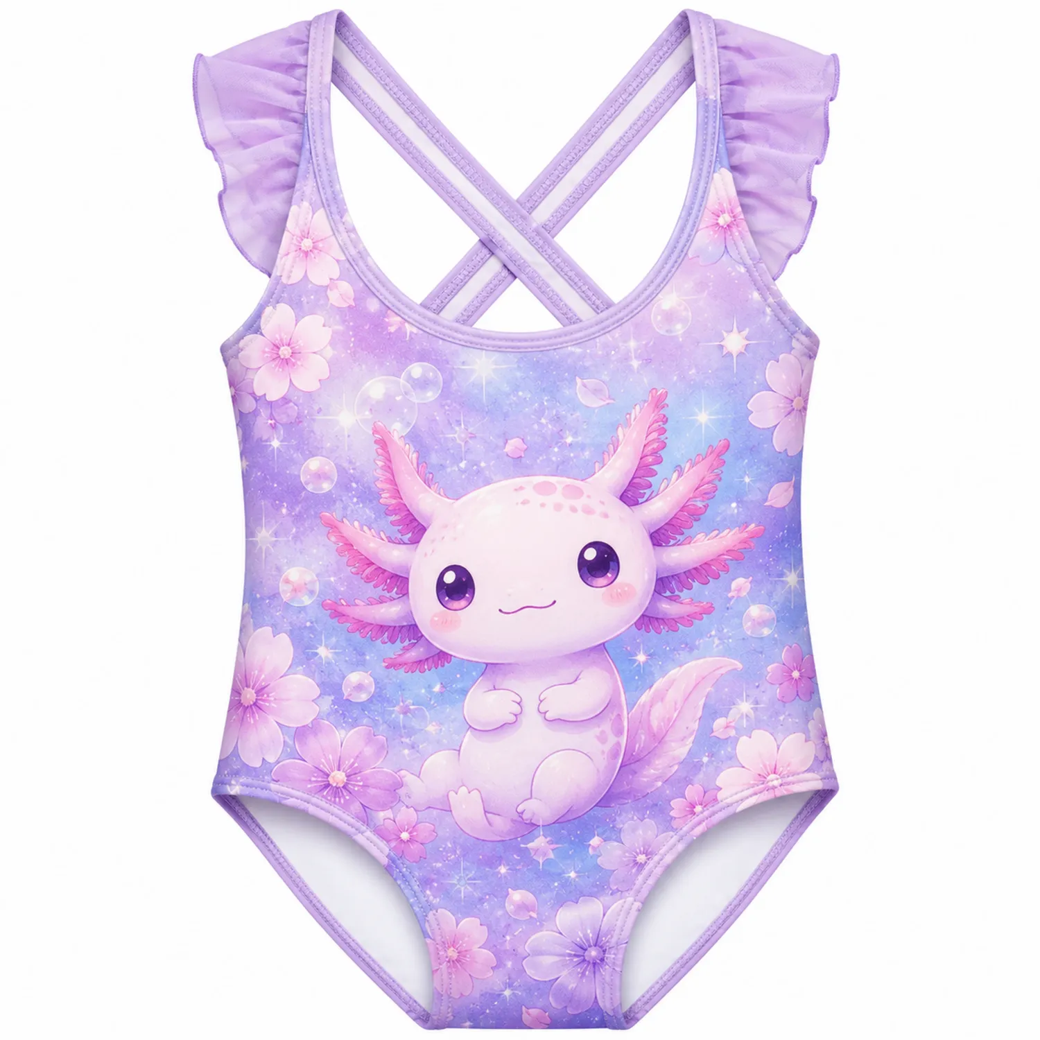 Traje de Baño Niñas Ajolote Cerezos Cruzado