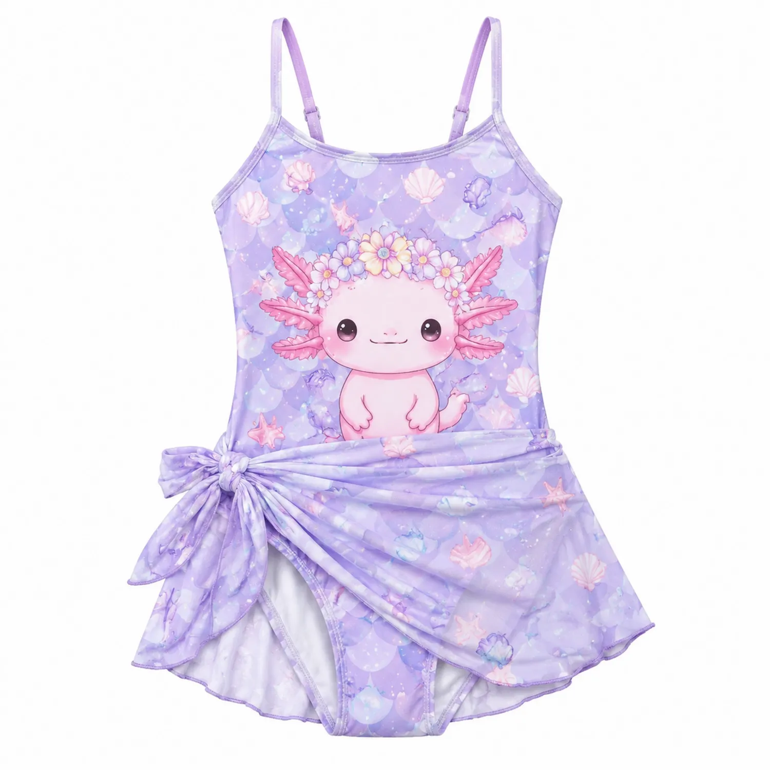 Traje de baño Niñas Axolotl Púrpura Una Pieza