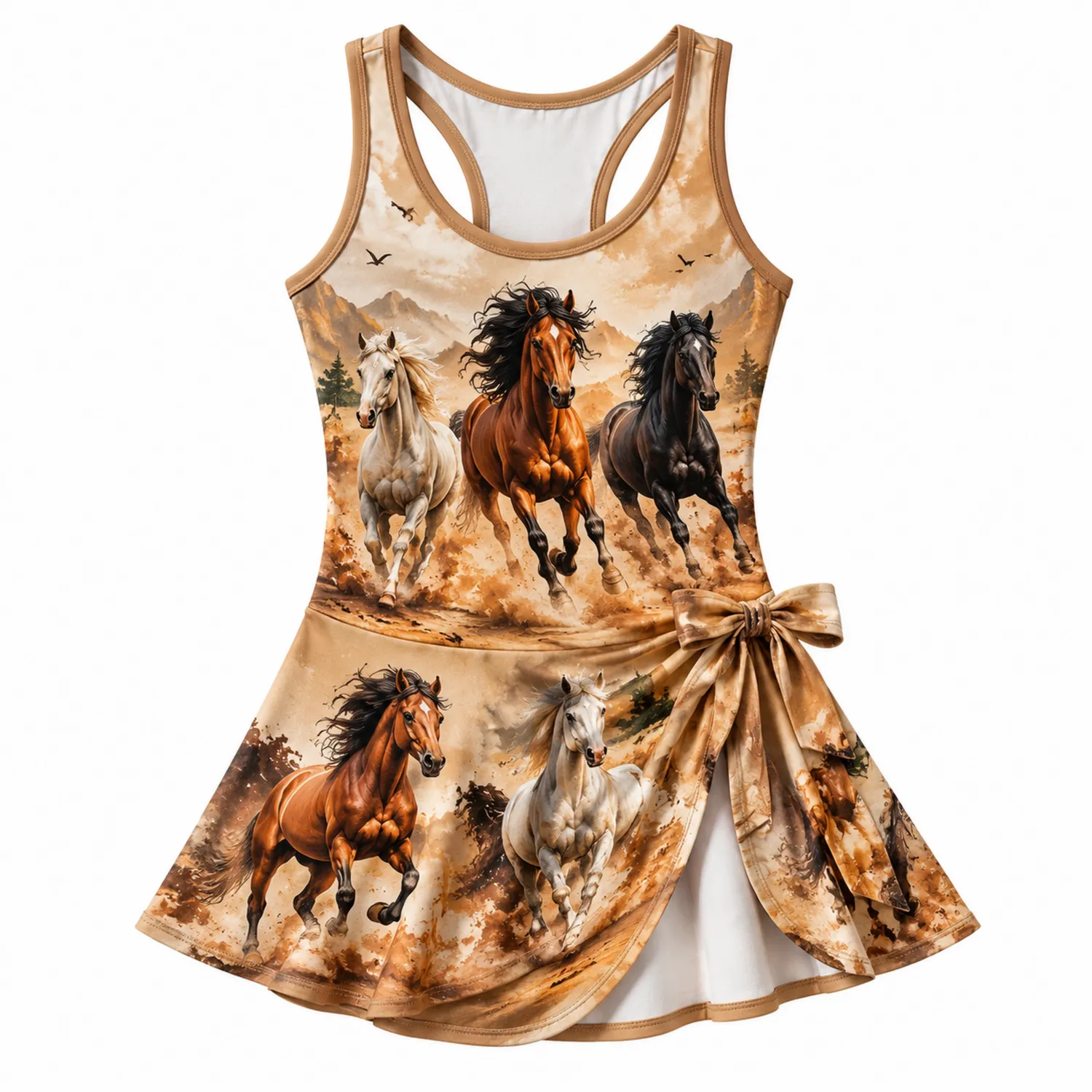 Vestido de baño para niñas con diseño de caballos