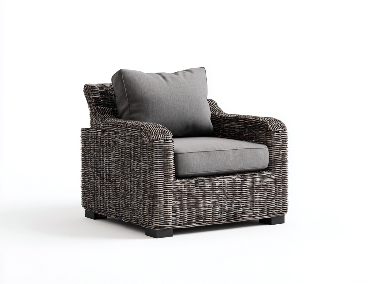 Sillones de ratán 85x85x78 cm - gris oscuro-gris - diseño robusto para salón y terraza-Sonazidecor