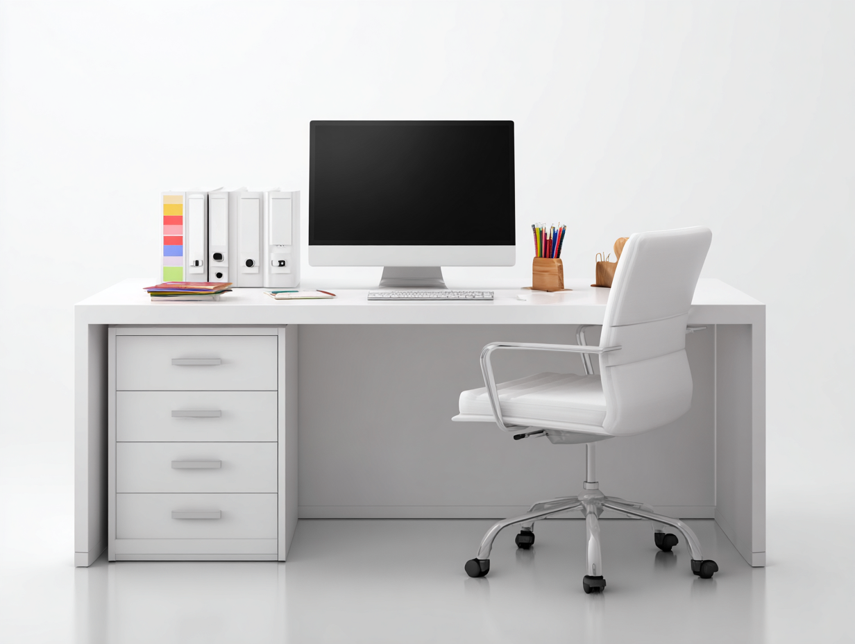 Mesas de oficina 140x60x75 cm - madera MDF blanco - con 4 cajones - diseño moderno-Sonazidecor