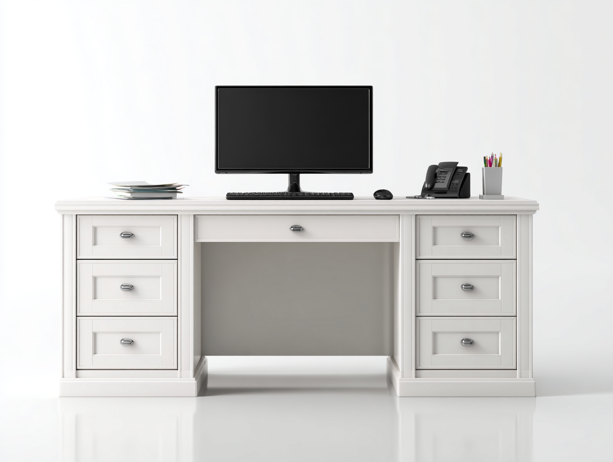 Mesas de oficina madera 160x70x75 cm - blanco - diseño clásico con almacenamiento para oficina-Sonazidecor