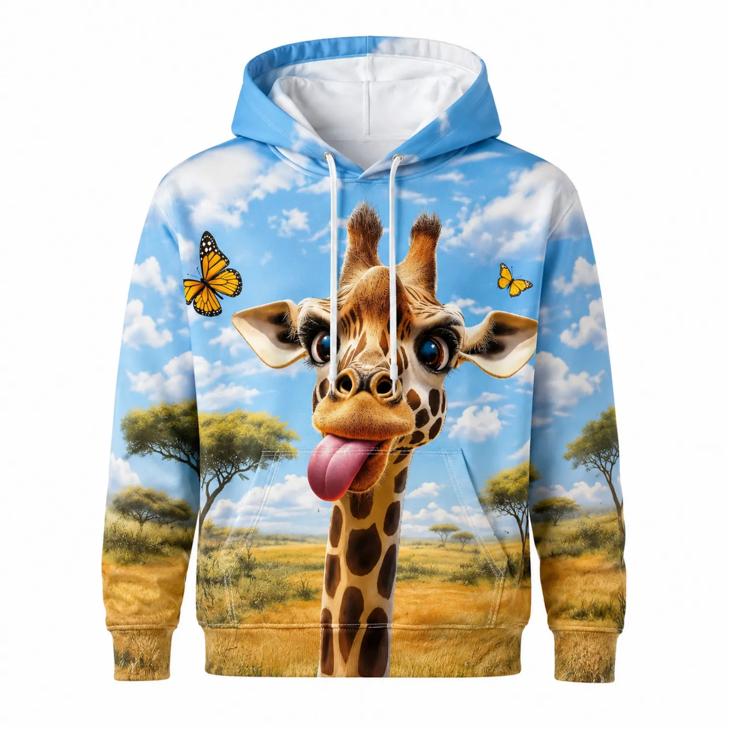 Sweat à Capuche Enfant Girafe Paysage avec Poche-nordichomeix