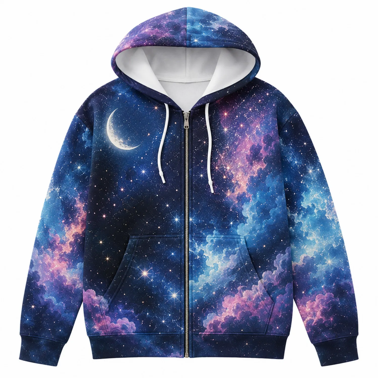 Sweat à Capuche Galaxie Femme Zippé Motif Ciel Étoilé-nordichomeix