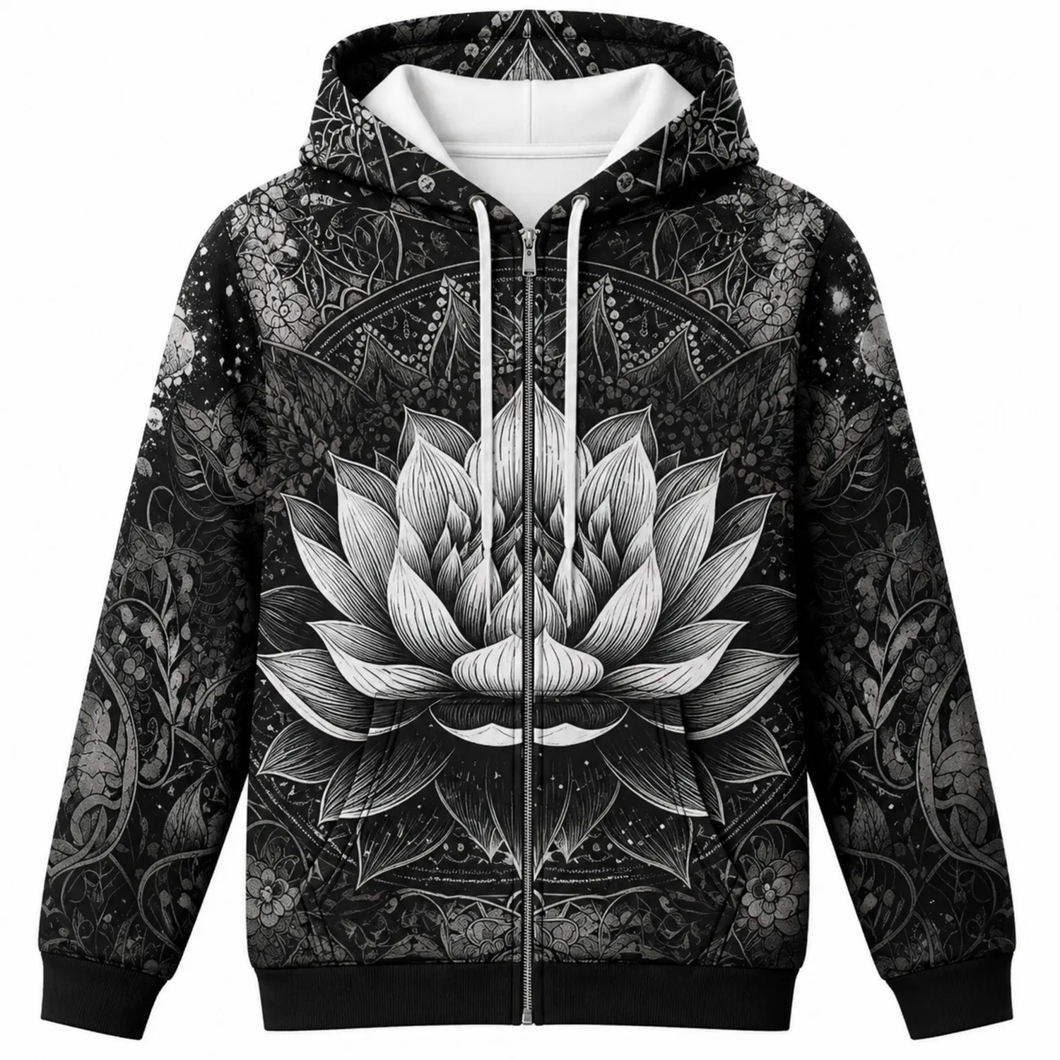 Veste à Capuche Femme Lotus Graphique Zippée-nordichomeix