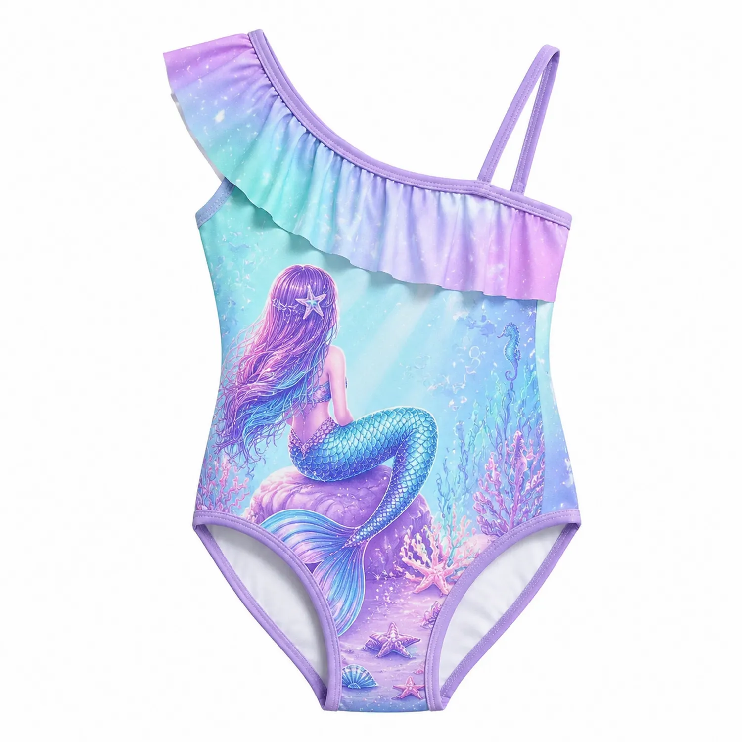 Maillot de Bain Fille Sirène Une Épaule-nordichomeix