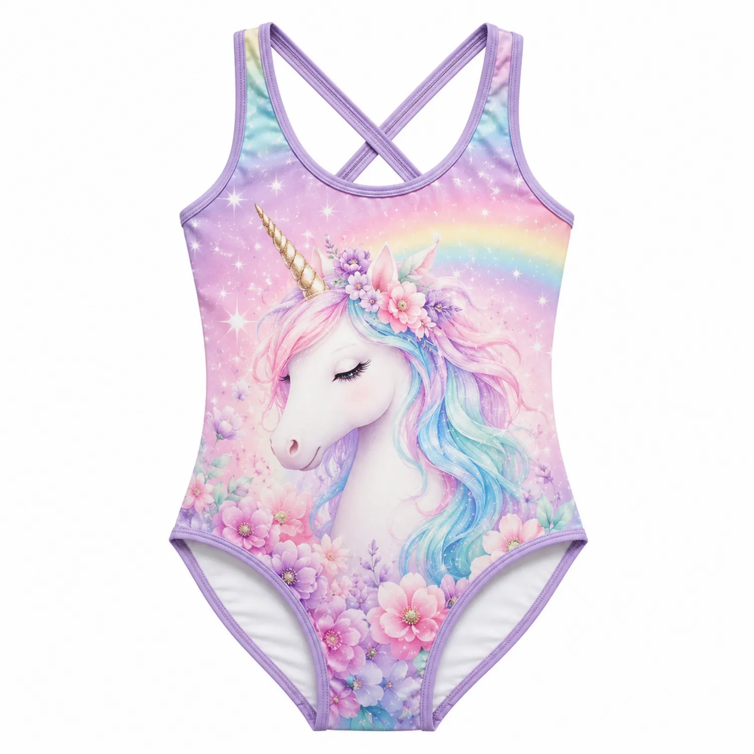Maillot de Bain Fille Licorne Arc-en-Ciel Une Pièce-nordichomeix