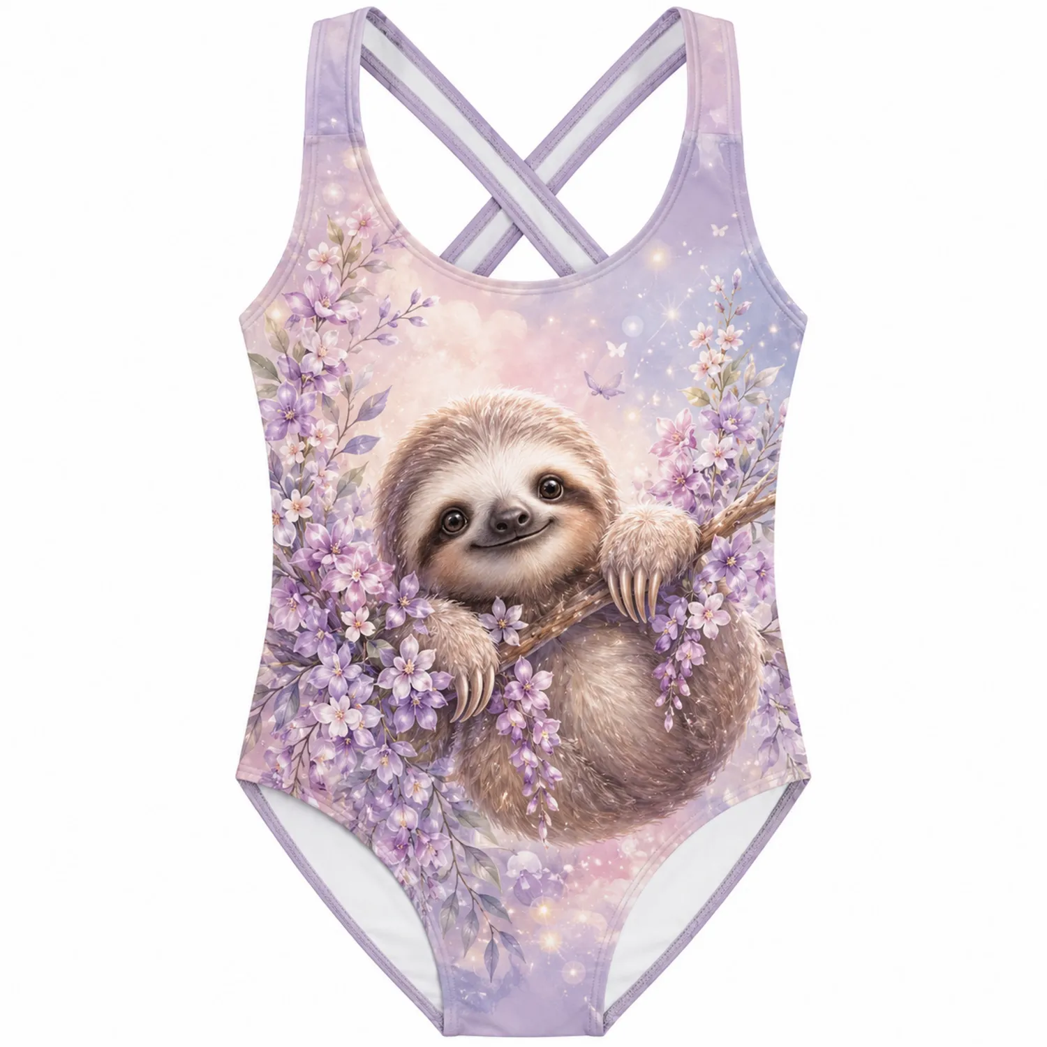 Maillot de Bain Fille Paresseux Fleur Cerisier Une Pièce-nordichomeix