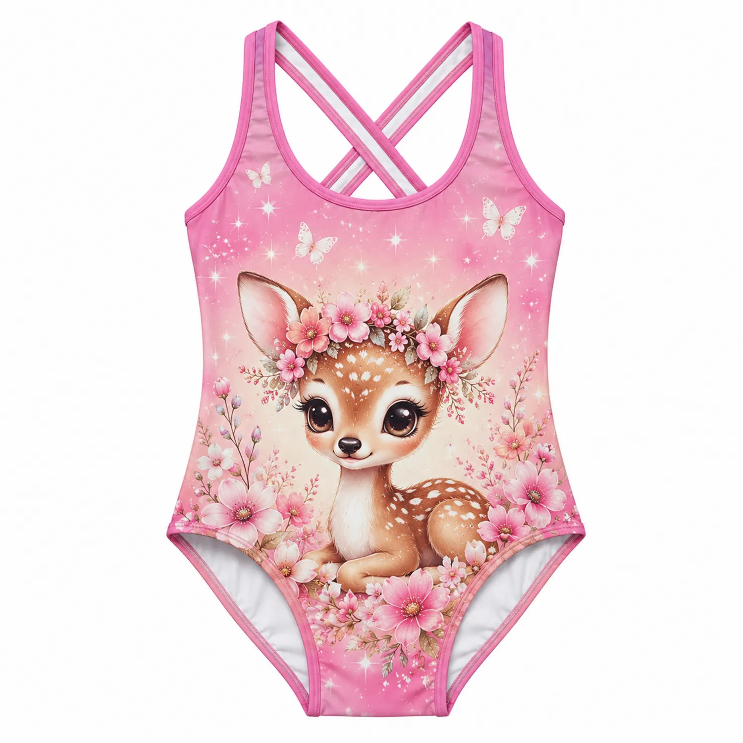 Maillot de Bain Enfant Licorne Fleurs Dos Croisé-nordichomeix