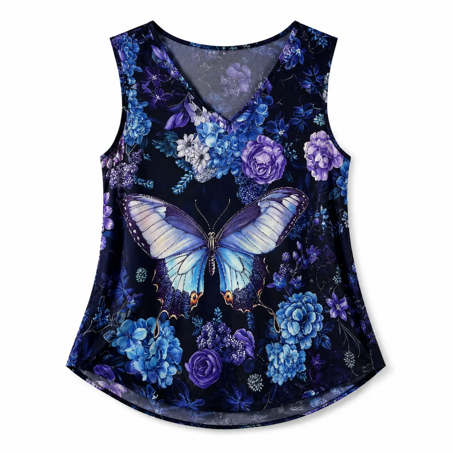 Débardeur Femme Papillon Fleur Sans Manches Col V-nordichomeix