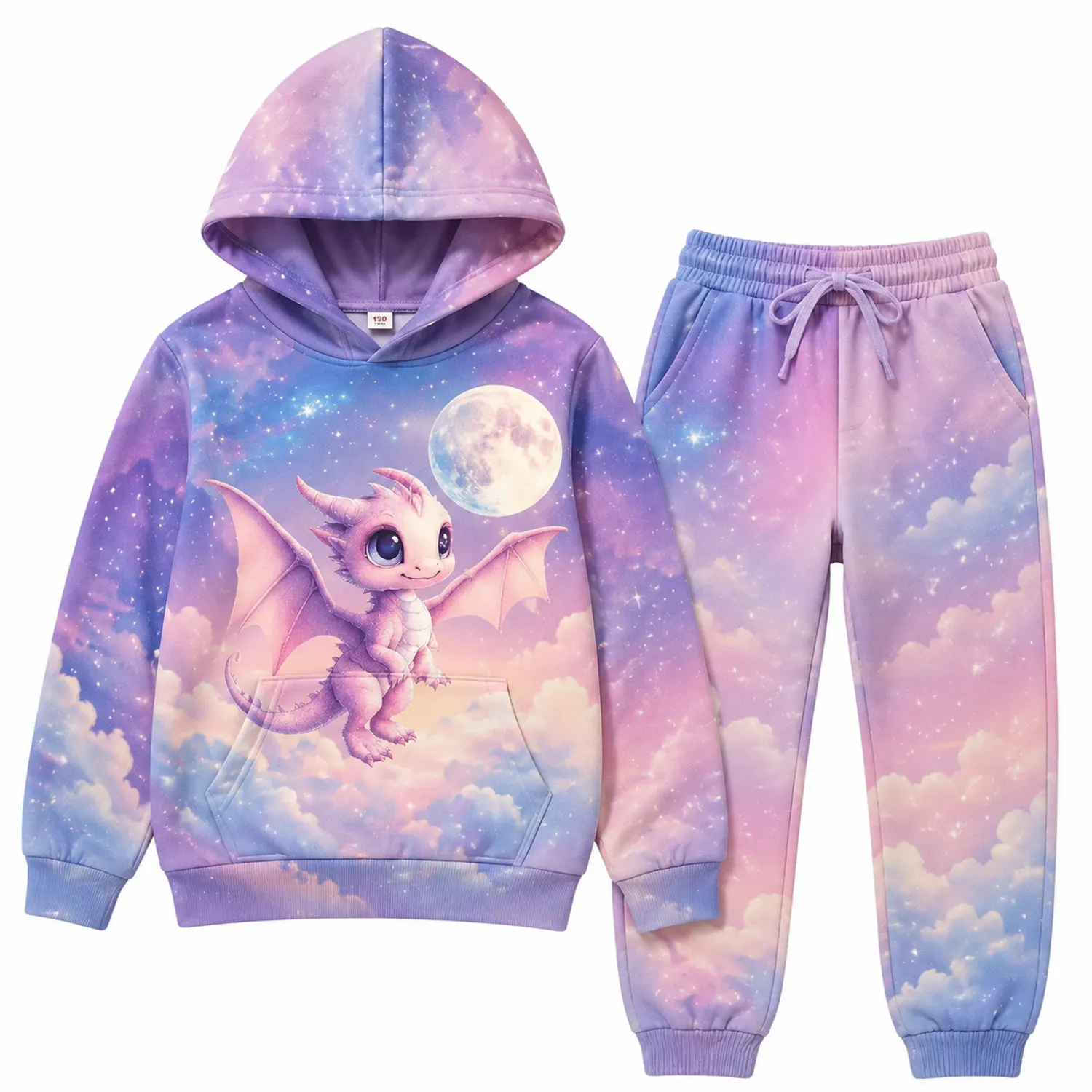 Ensemble Sweat-shirt et Pantalon Enfant Dragon Lune Galaxie-nordichomeix