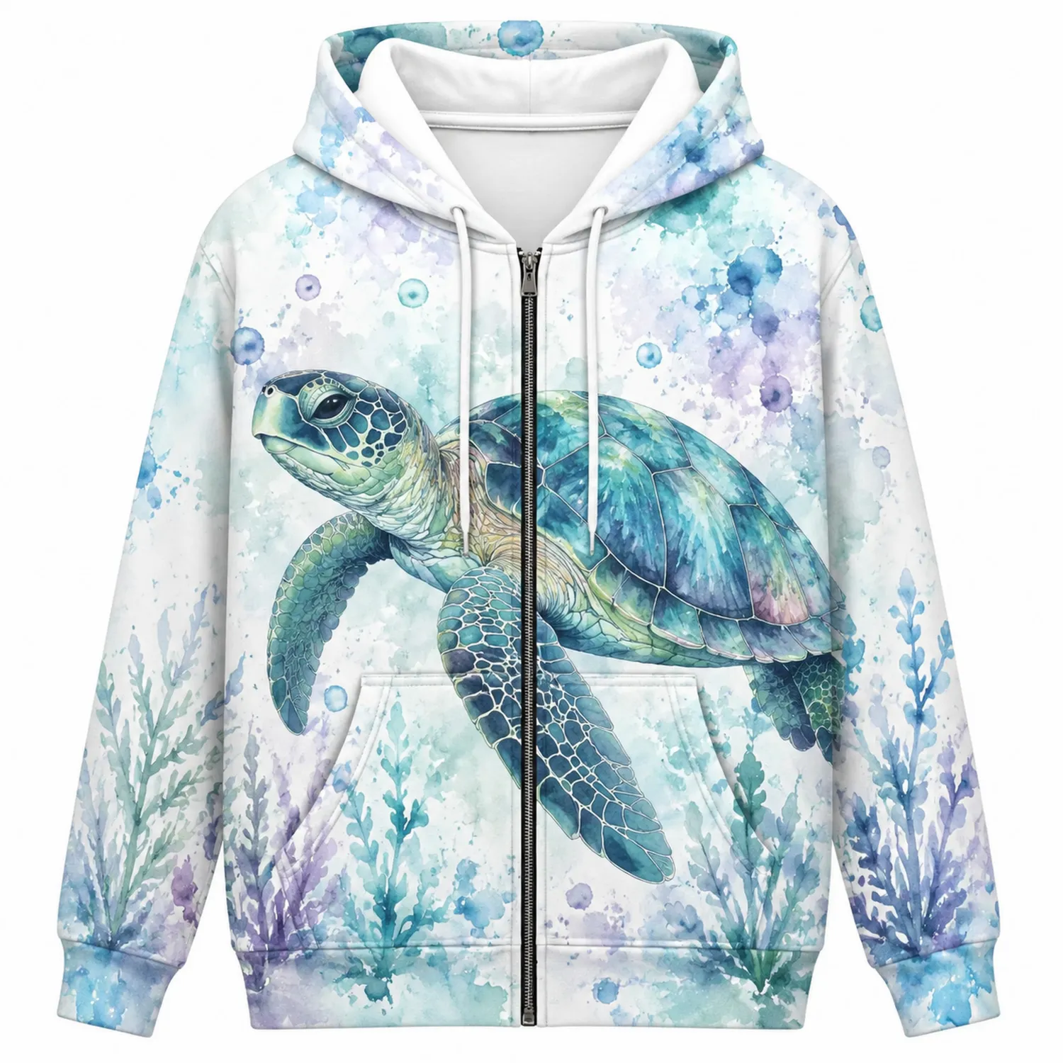 Sudadera con Capucha Tortuga Marina Estampado Gráfico Mujer-Spacilor