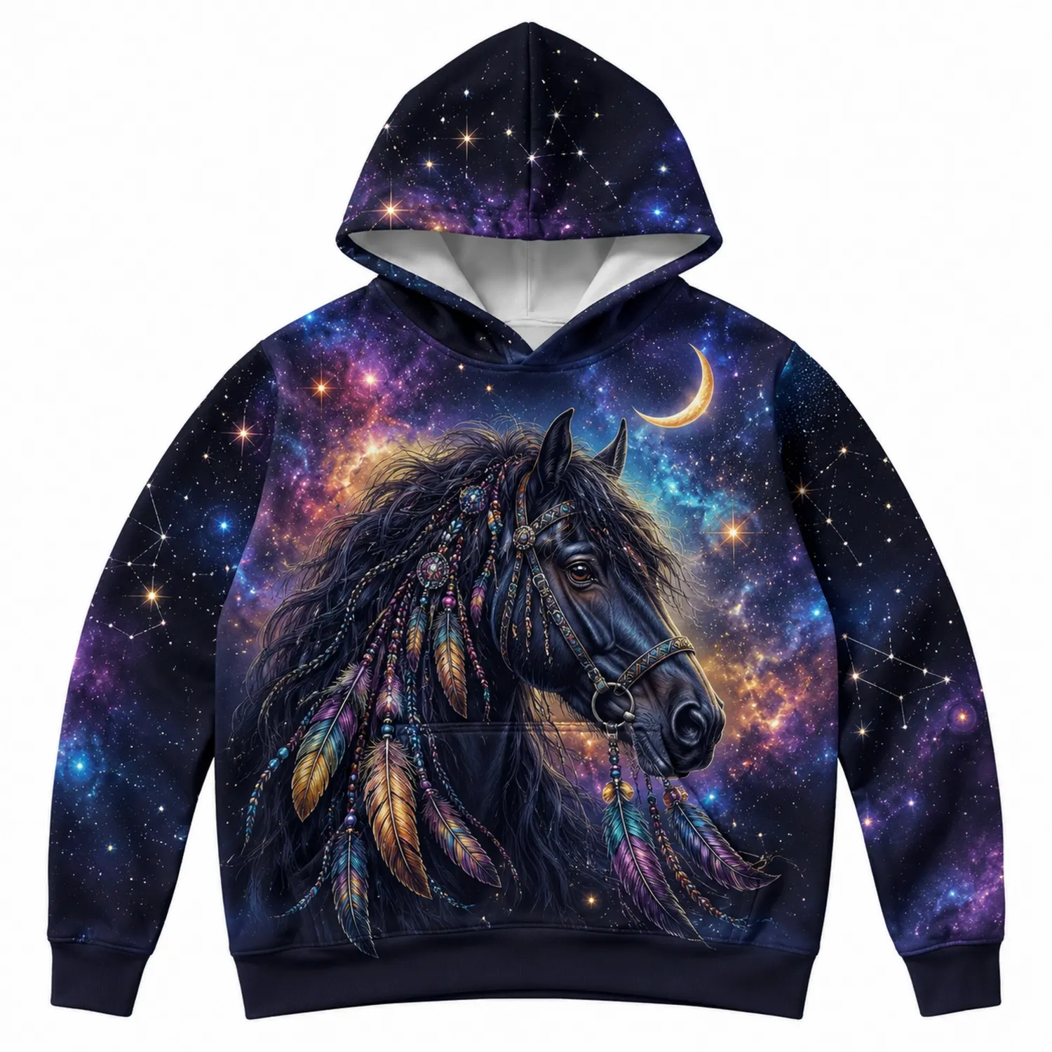 Sudadera con Capucha Caballo Galaxia Luna Niños-Spacilor