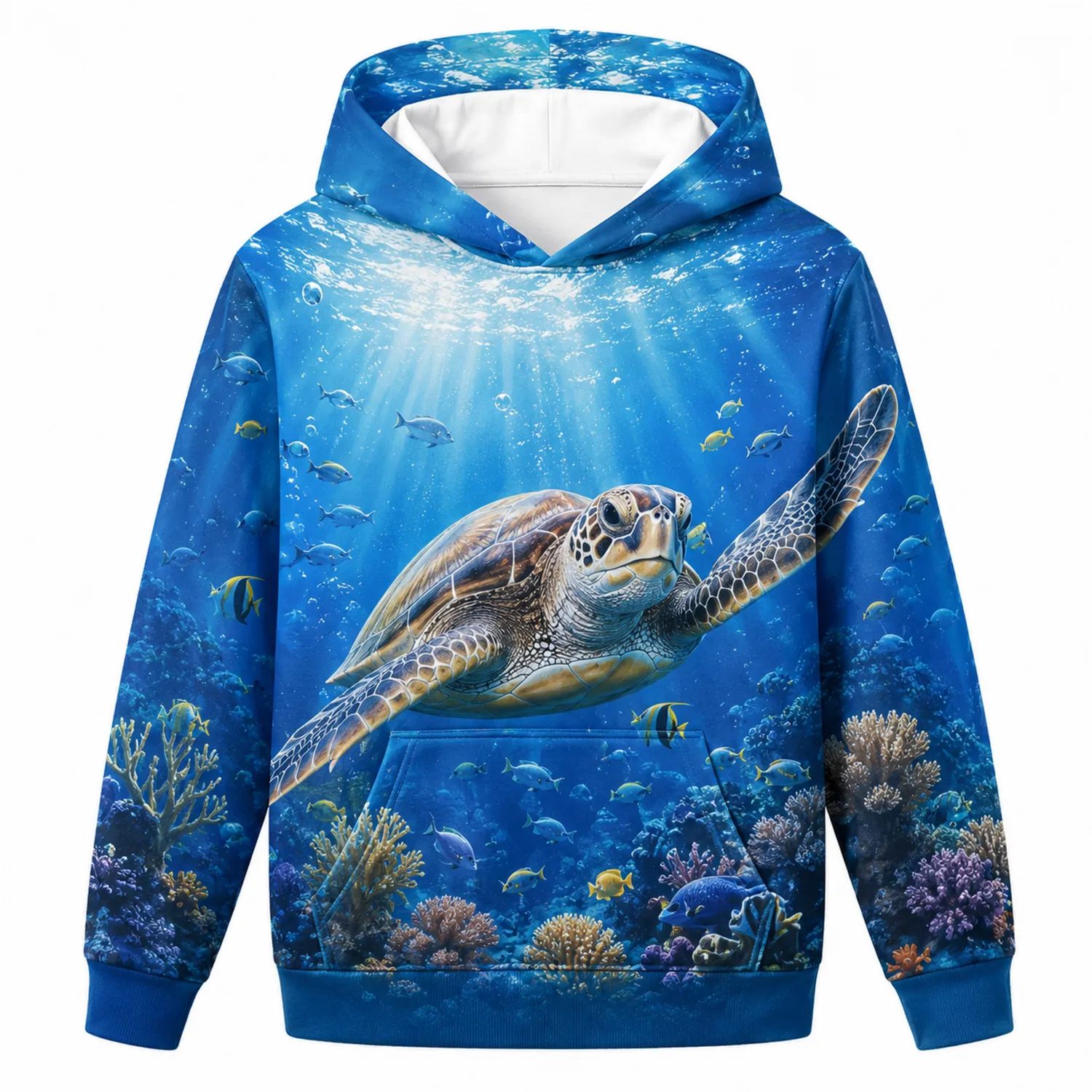 Sudadera con Capucha de Tortuga Marina para Niños y Niñas con Bolsillos-Spacilor