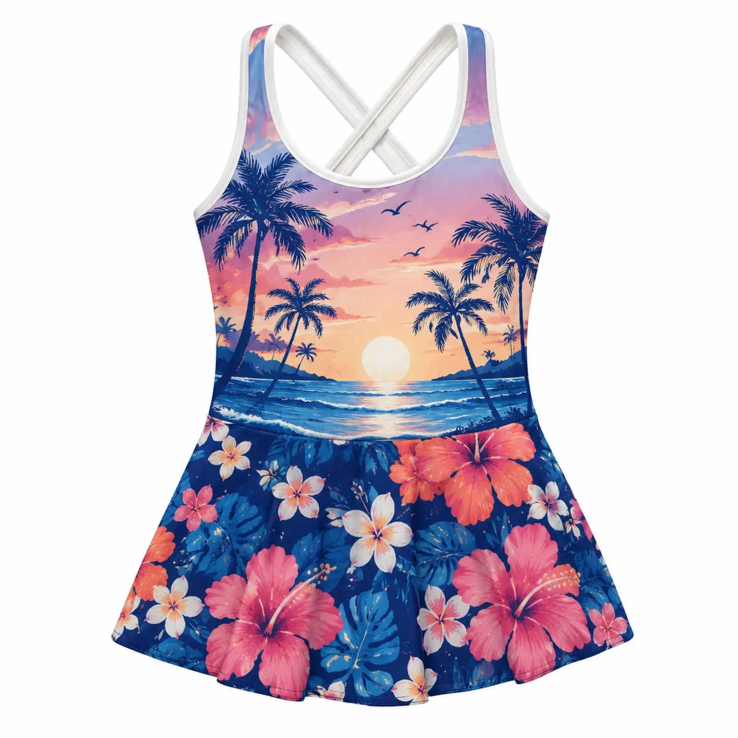 Vestido de Baño Niñas Estampado Tropical Playas Palmeras-Spacilor