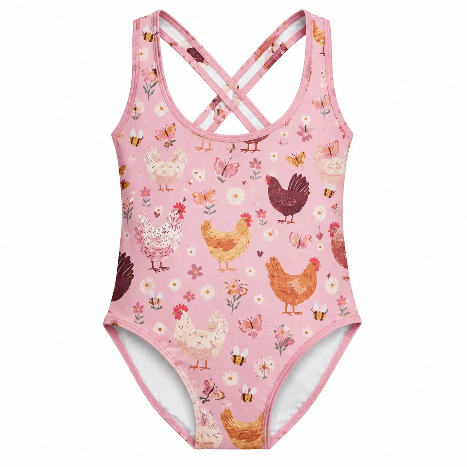 Bañador de Niñas Pollo y Flores Cruzado-Spacilor