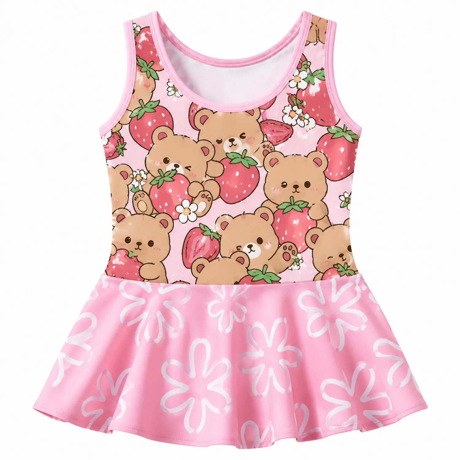 Robe de Bain Fille Ours Fraise