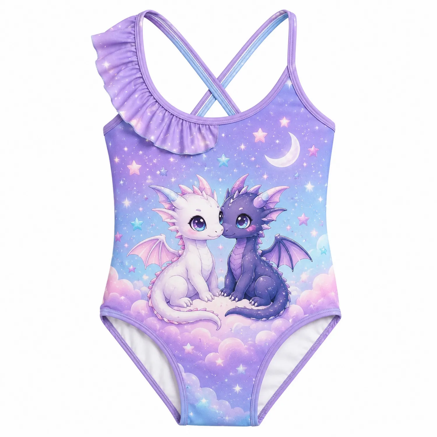 Maillot de Bain Fille Dragon Imprimé Une Pièce