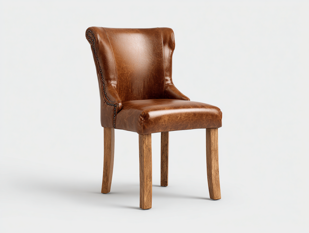 Esszimmerstühle aus Kunstleder und Holz 50x60x92 cm Braun für Esszimmer - ohne Armlehnen - Klassisches Vintage-Design-Sazogahaus
