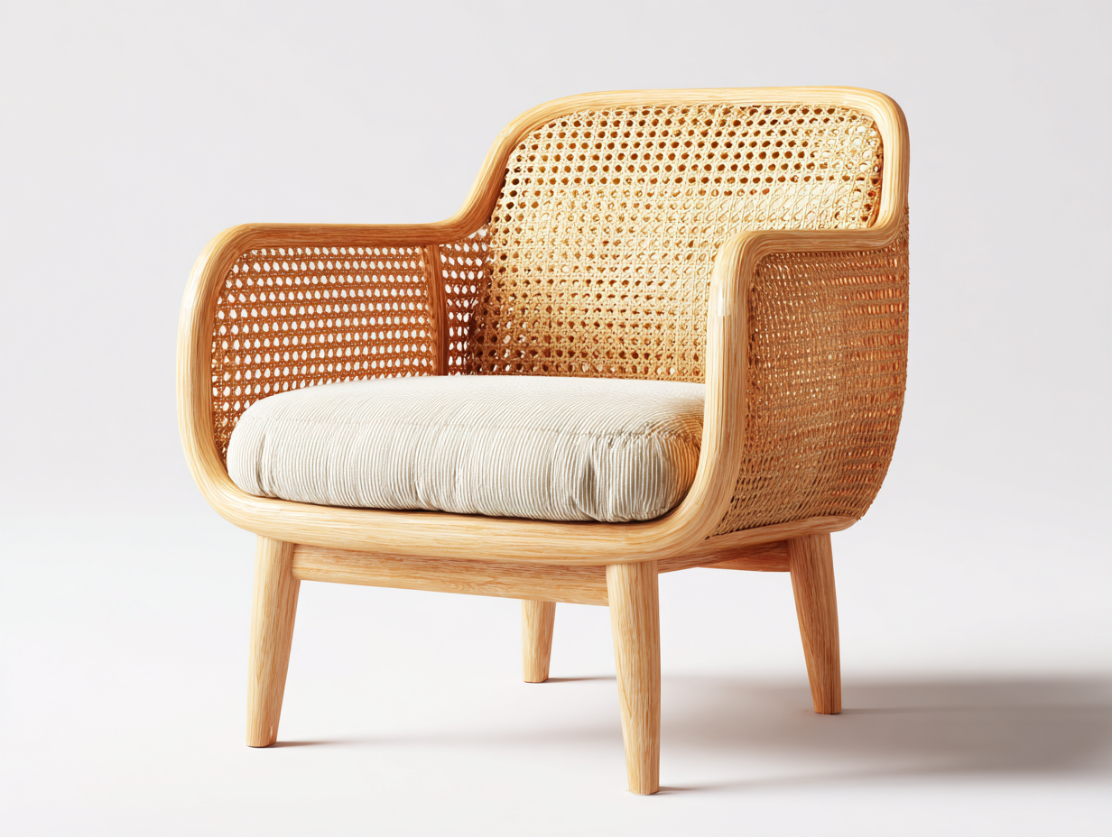 Polyrattan Gartensessel in Naturfarben 76x72x80 cm für Garten und Terrasse - mit Sitzkissen - Modernes Design-Sazogahaus