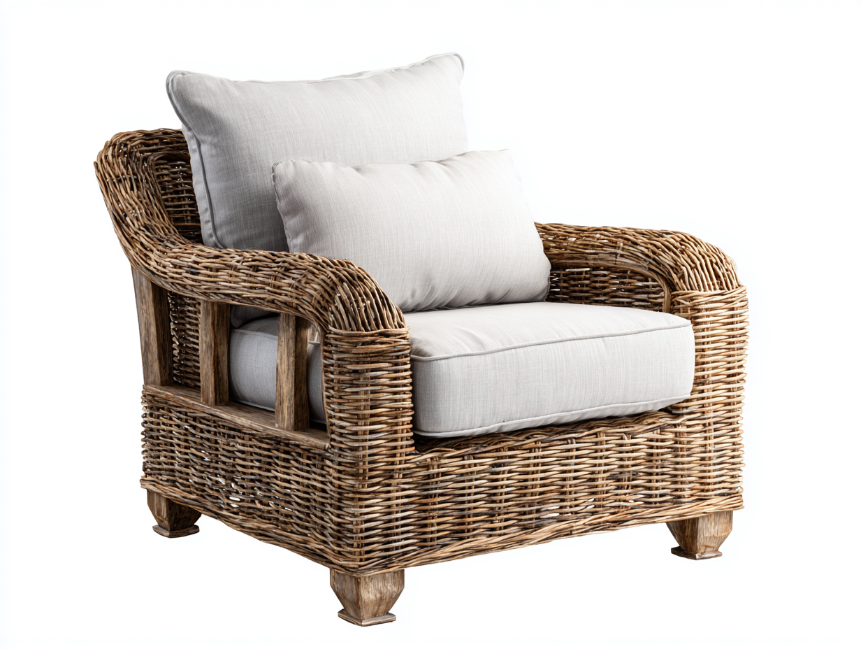 Polyrattan Gartensessel 88x82x86 cm - Natur-Beige - mit breiten Armlehnen - klassisches Outdoor-Möbel-Sazogahaus