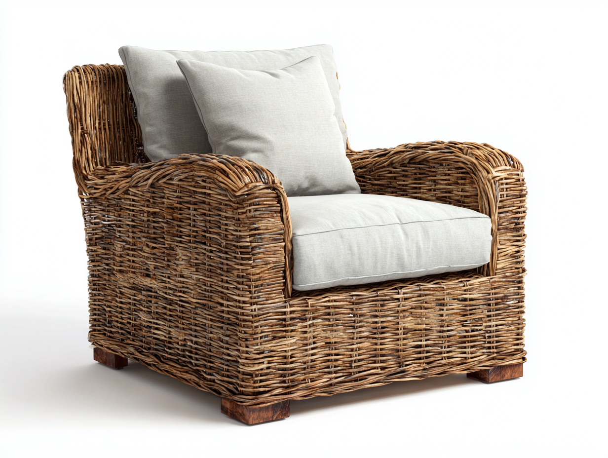 Polyrattan Gartensessel Rattanoptik 92 x 86 x 78 cm - naturfarben-beige - mit Kissen-Sazogahaus