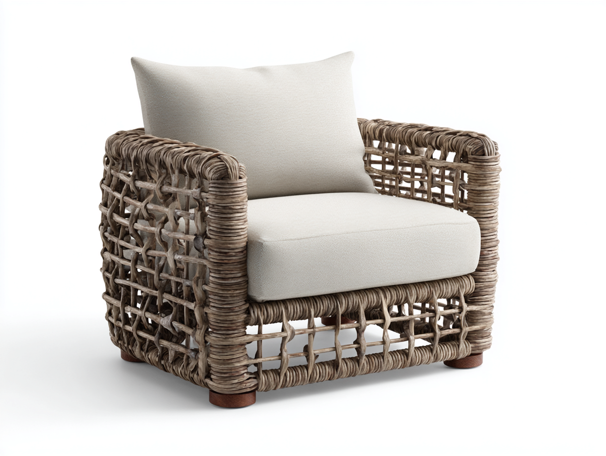 Polyrattan Gartensessel 85x78x78 cm Natur-Beige - Modernes Design-Sazogahaus