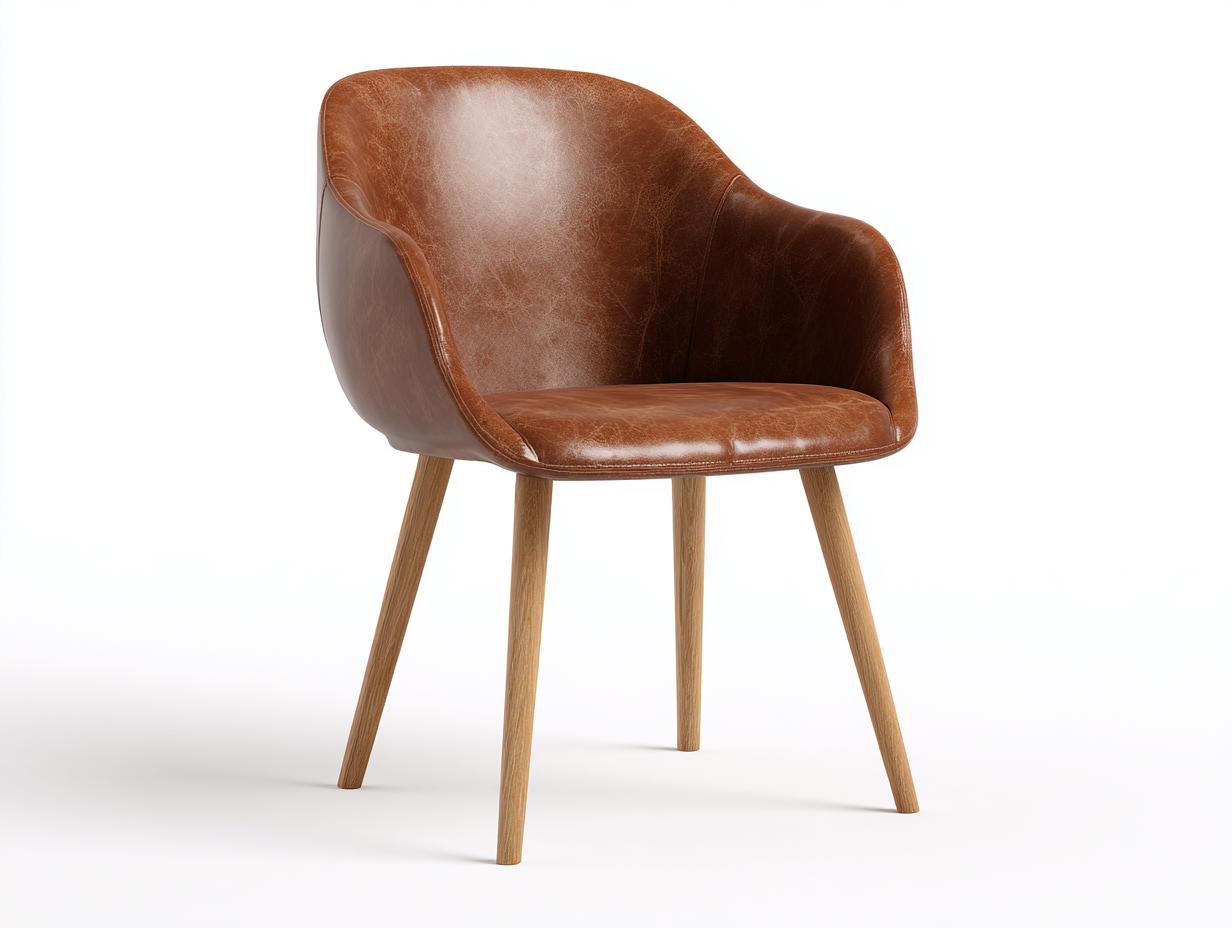 Esszimmerstühle Kunstleder und Holz 58x60x82 cm Braun - mit Armlehnen - Modernes Design-Sazogahaus