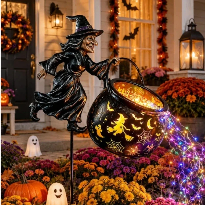 Halloween Sale-50% OFF🧙‍♀️Halloween Witch Cauldron Garden Light
