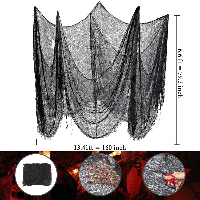 Halloween Creepy Cloth Black 60× 140 inch Halloween Decoration