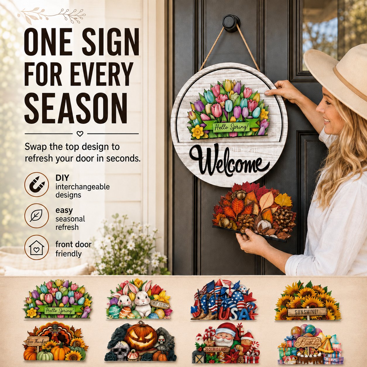 🔥Halloween Sale 50% OFF✨ Refresh Your Door All Year — 16 Designs