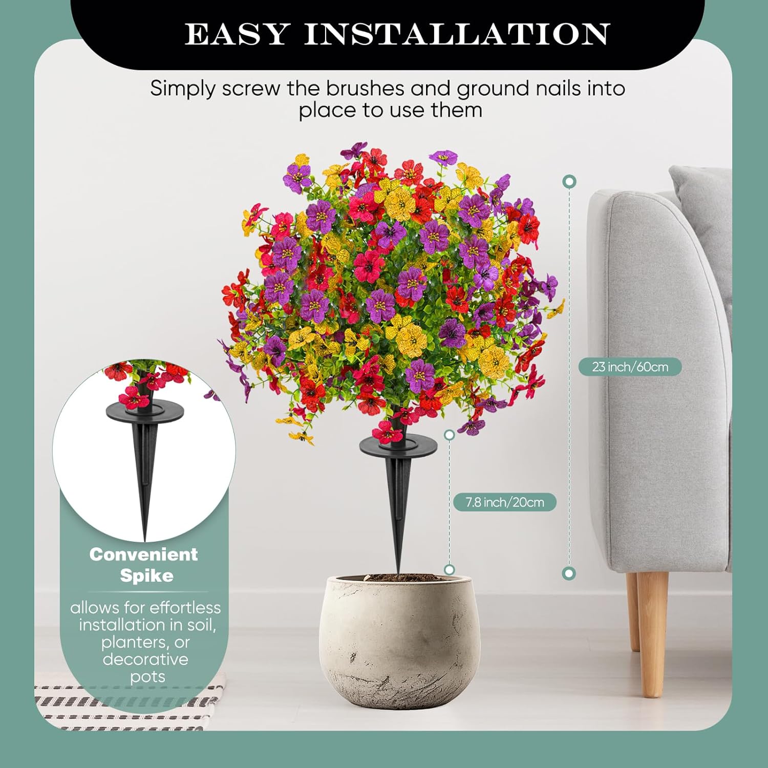 Artificial Plant Bouquet with Ground Nails