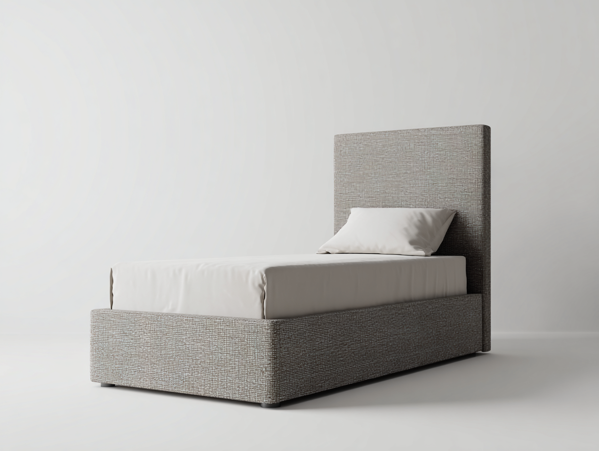 Camas individuales tapizada tela 200x100x95 cm beige para dormitorio - diseño moderno-Motiaspace