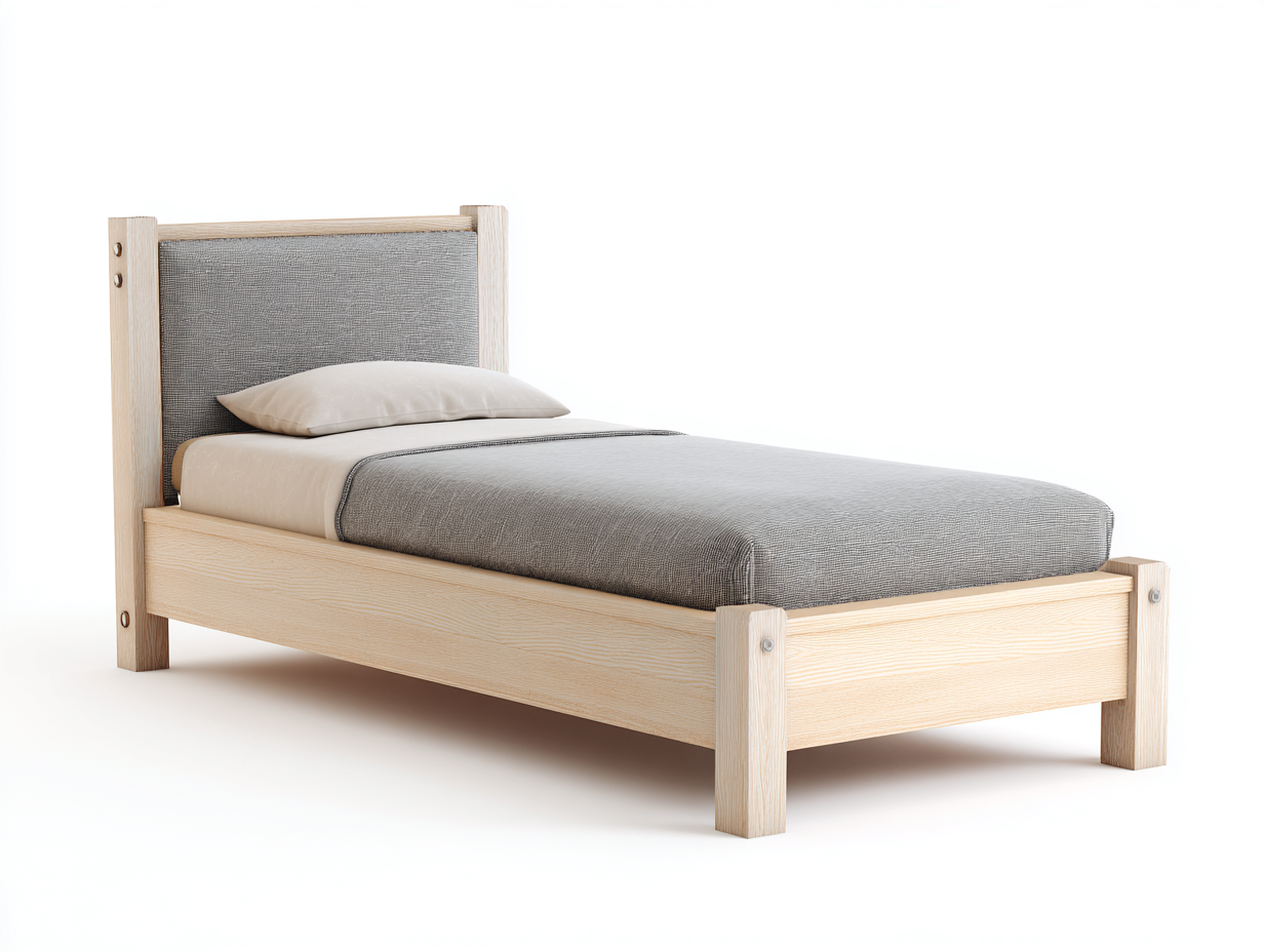Camas individuales madera maciza 200x100x95 cm - beige-gris - diseño moderno-Motiaspace