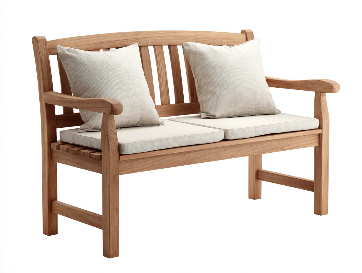 Bancos de jardín madera maciza con cojines 125x58x87 cm original para exterior - diseño natural-Motiaspace