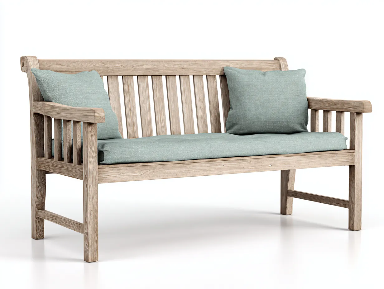 Bancos de jardín madera maciza con cojín 130x60x90 cm - verde-madera - diseño moderno-Motiaspace