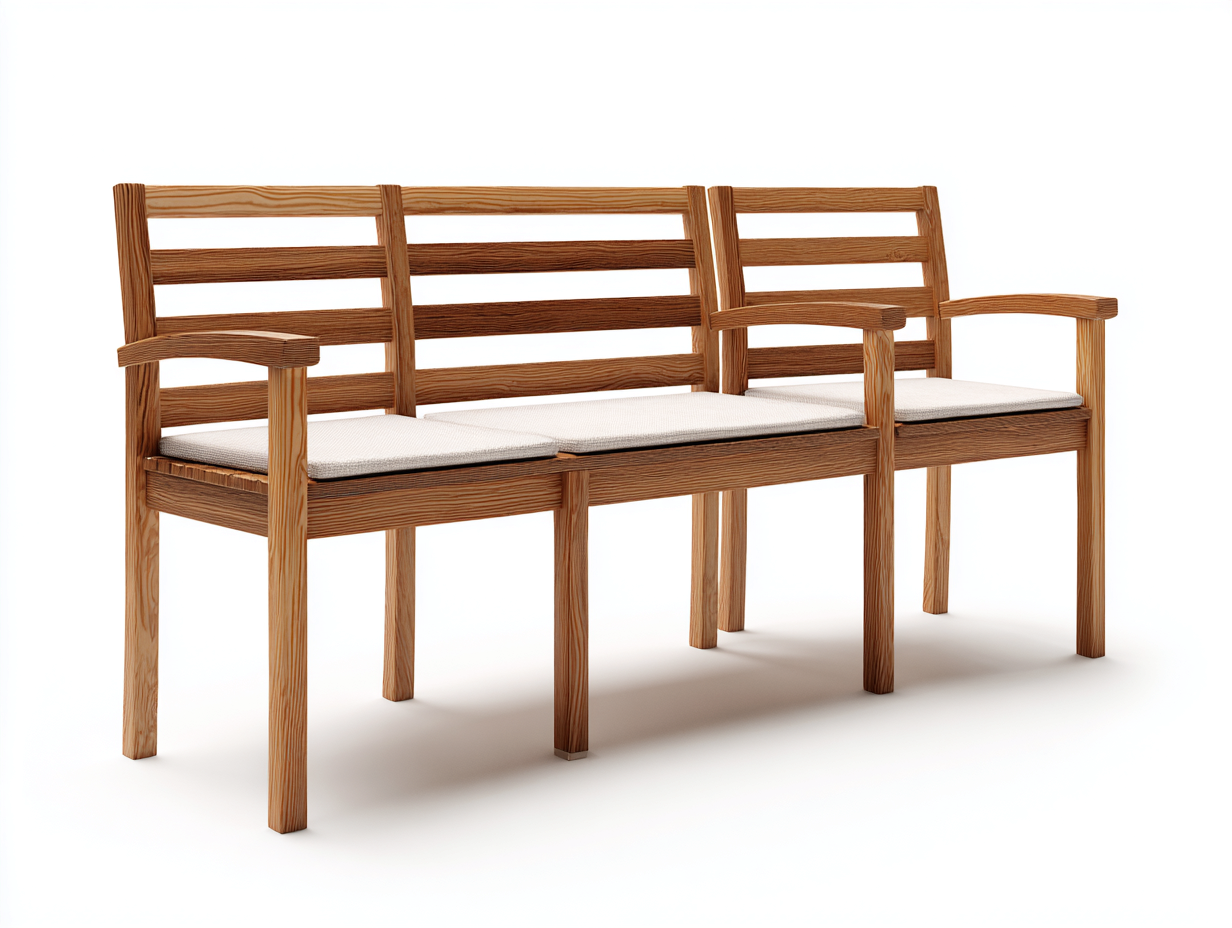 Bancos de jardín madera maciza con cojín 160x60x90 cm - blanco-madera - diseño moderno-Motiaspace