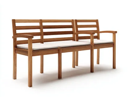 Bancos de jardín madera maciza con cojín 160x60x90 cm - blanco-madera - diseño moderno-Motiaspace