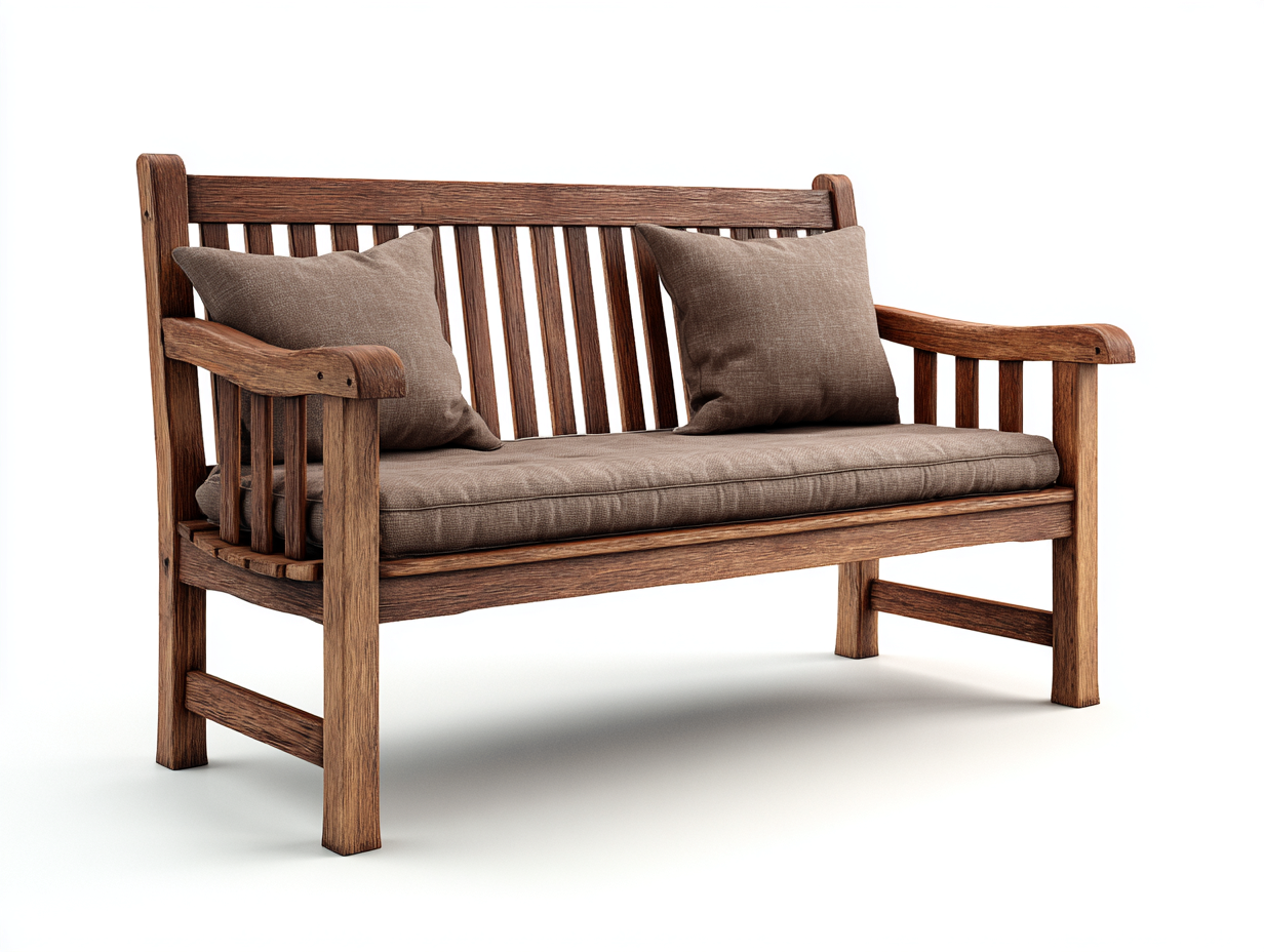 Bancos de jardín madera maciza con cojín 130x62x88 cm marrón para exterior - diseño rústico-Motiaspace