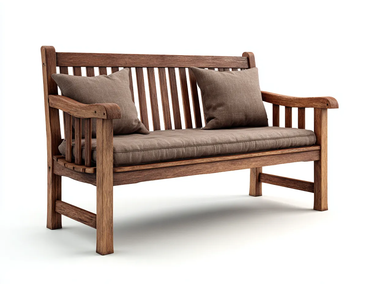 Bancos de jardín madera maciza con cojín 130x62x88 cm marrón para exterior - diseño rústico-Motiaspace