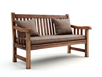 Bancos de jardín madera maciza con cojín 130x62x88 cm marrón para exterior - diseño rústico-Motiaspace