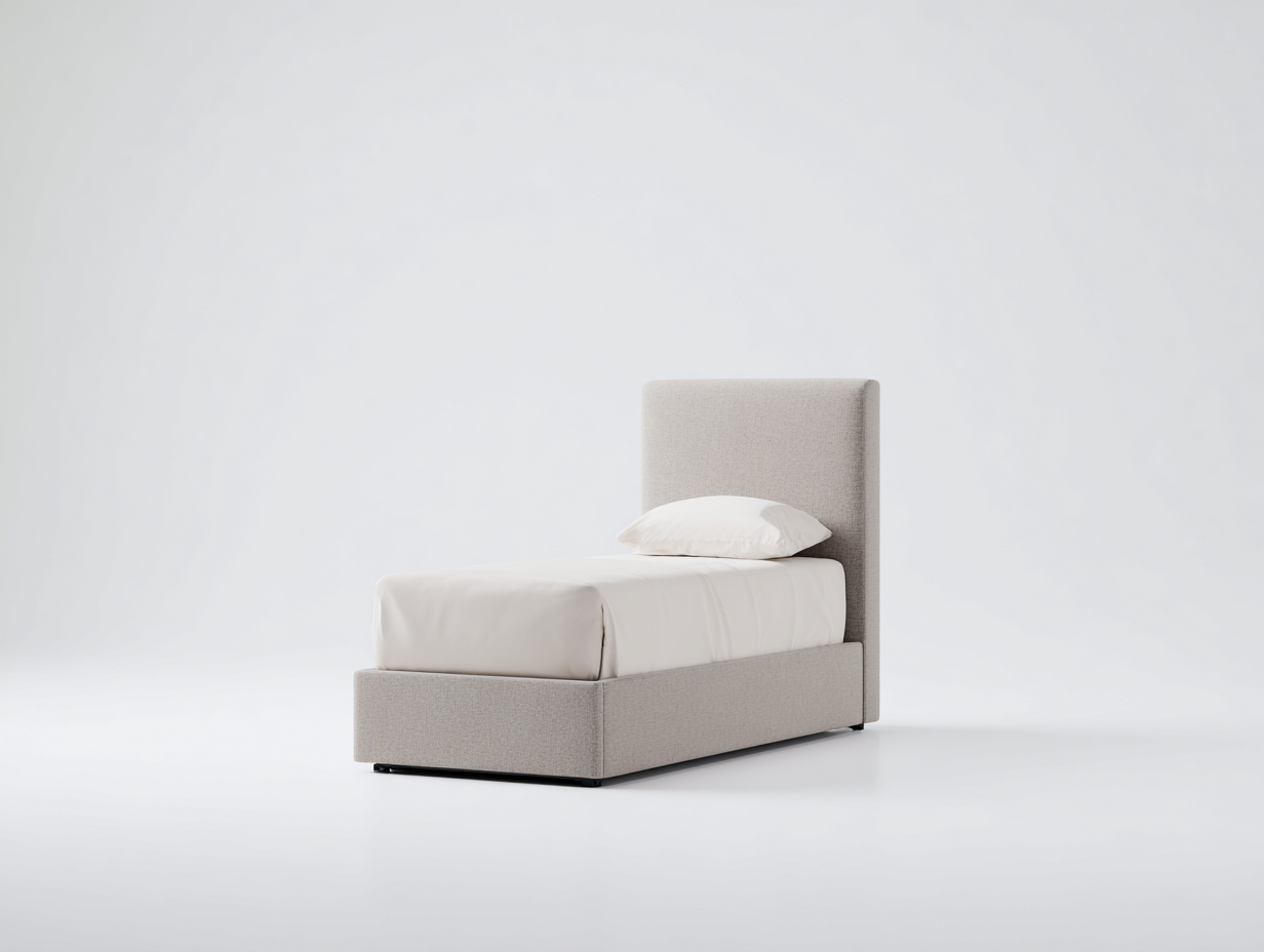 Camas individuales tapizada tela 200x90x100 cm - beige - diseño moderno-Motiaspace