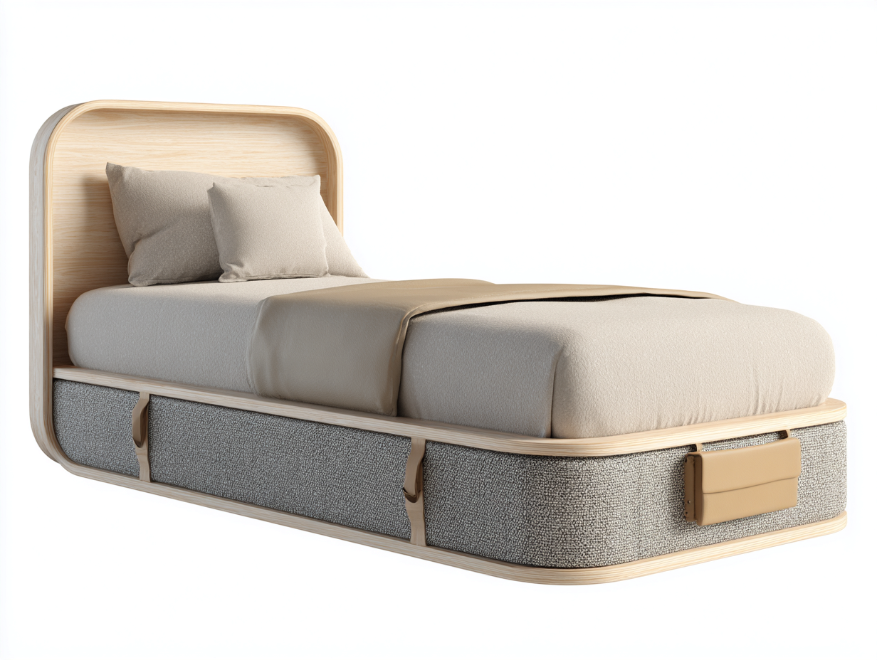 Camas individuales madera-textil 200x100x90 cm - beige-madera - diseño moderno-Motiaspace