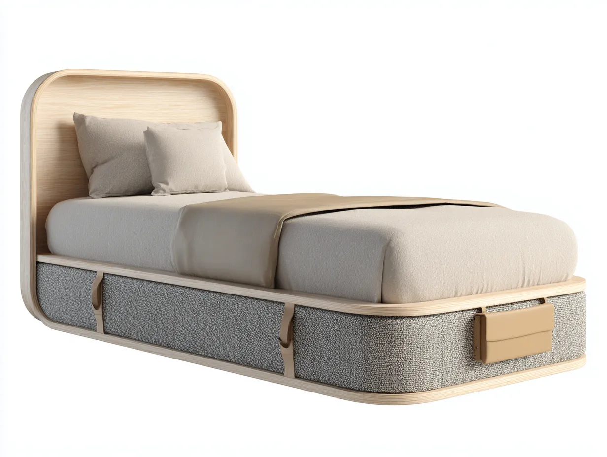 Camas individuales madera-textil 200x100x90 cm - beige-madera - diseño moderno-Motiaspace