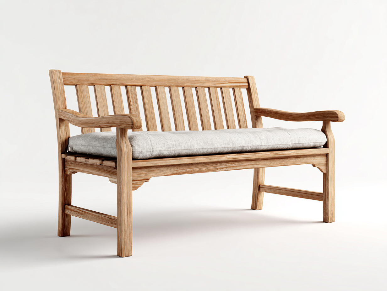Bancos de jardín madera maciza con cojín 120x60x85 cm original para exterior - diseño natural-Motiaspace