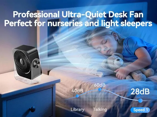KIMMOO Desk Cooling Fan for Bedroom, 199 Speed Turbo Airflow, Digital Display Quiet Table Fan, 270° Rotatable Small Rechargeable Desktop Fan for Home Office
