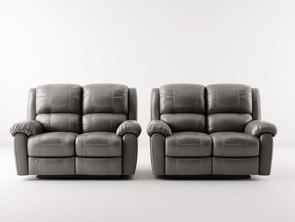 Relaxsofa Sets aus Kunstleder und Holz 290x95x105 cm in Grau für Wohnzimmer - mit gepolsterten Armlehnen - modernes Design-Zimiyloft