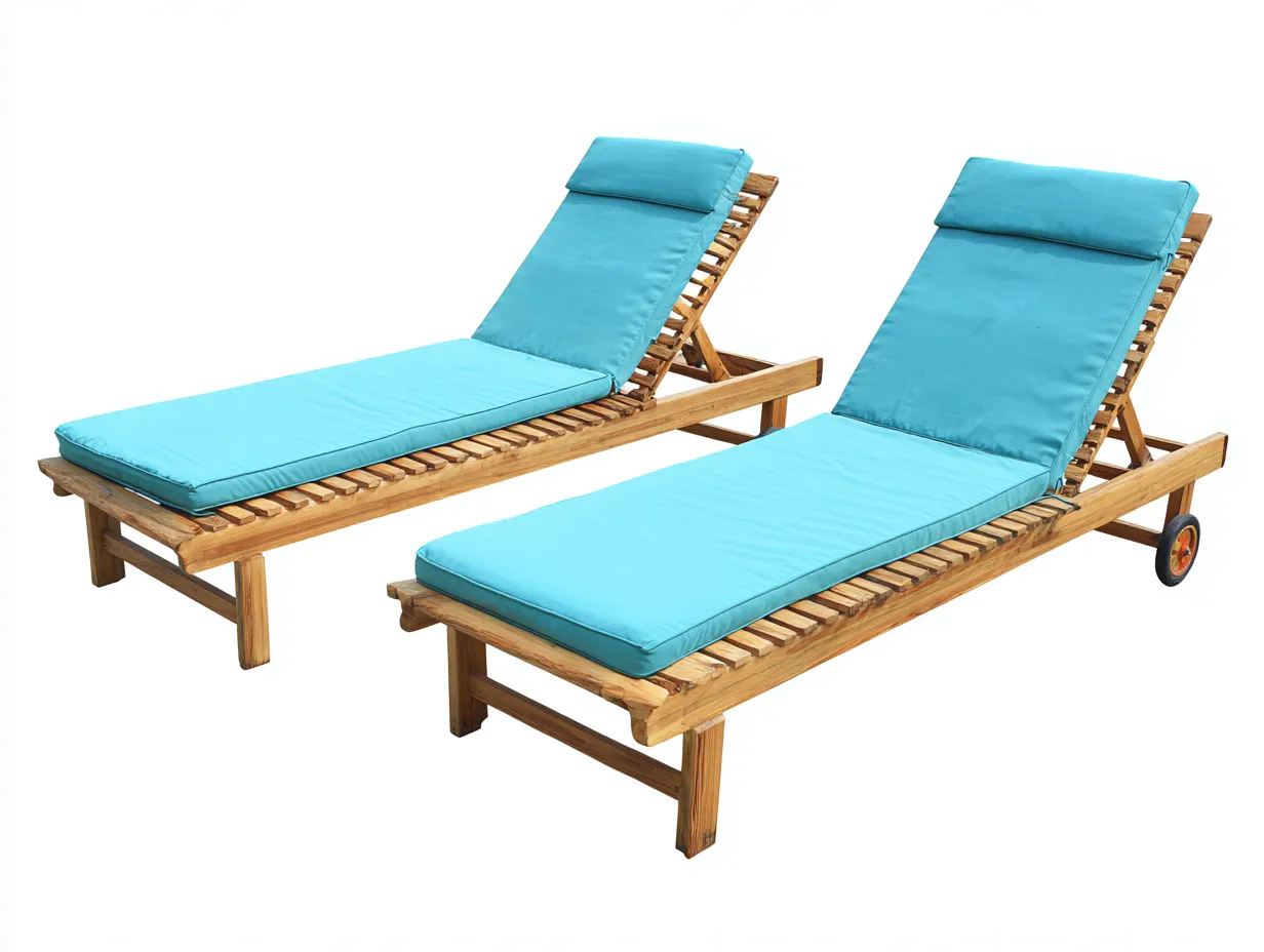 Tumbonas madera maciza con cojín 180x65x90 cm - marrón-azul - diseño moderno-Locorkadecor