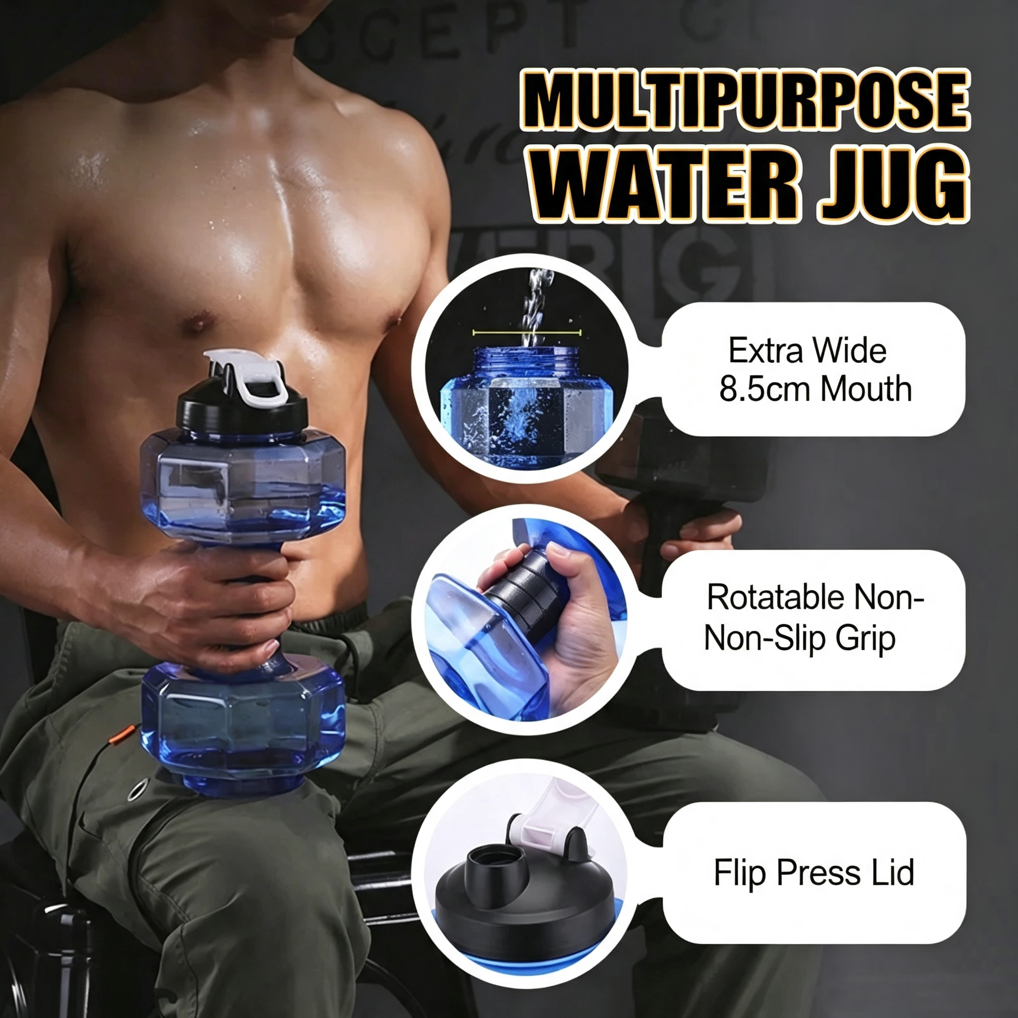 🏋️🧴 Dumbbell Water Bottle – 2-in-1: a strength training accessory and hydration essential. Stay fit, stay hydrated, stay energized! 💧💪✨